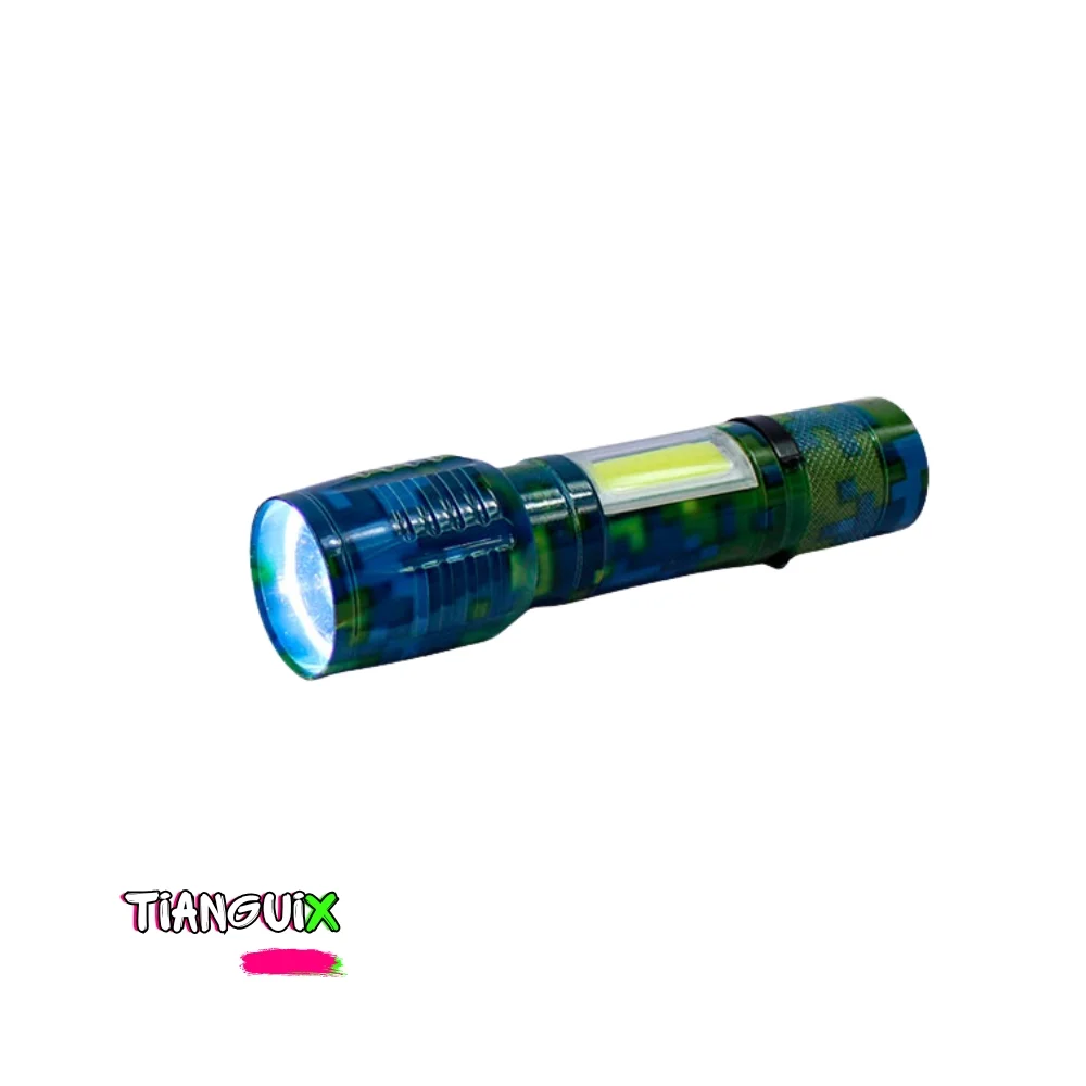 Mini Linterna Táctica Camuflaje con Zoom y LED COB Lateral