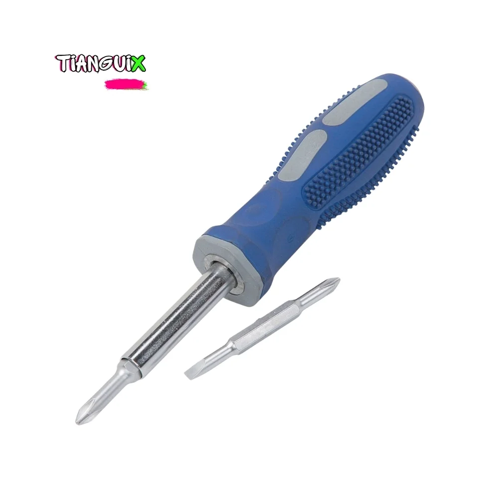 Desarmador Cuatro en Uno con Barra Extensible de Largo Alcance