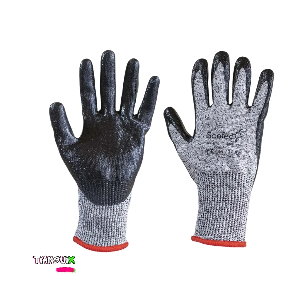 Guante Textil Anticorte Grado Tres de Talla Nueve con Recubrimiento de Nitrilo