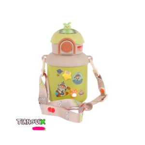 Termo Botella Kawaii 500ml con Correa y Stickers para Niños