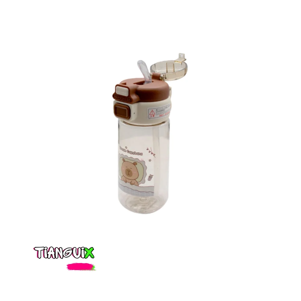 Botella de Agua Capybara 500ml con Popote de Silicona - Imagen 2