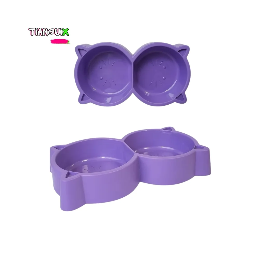 Plato Doble Compacto para Perro y Gato Plástico Resistente - Imagen 2