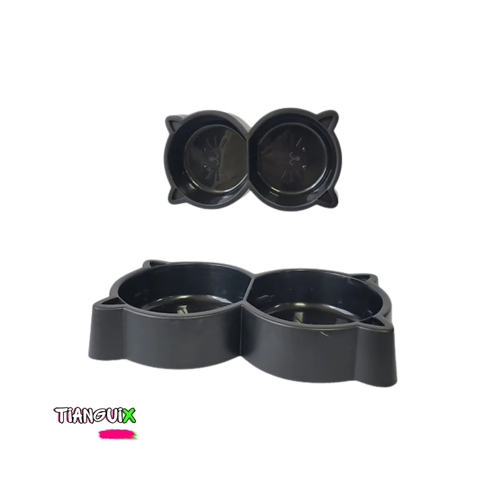 Plato Doble Compacto para Perro y Gato Plástico Resistente - Imagen 3