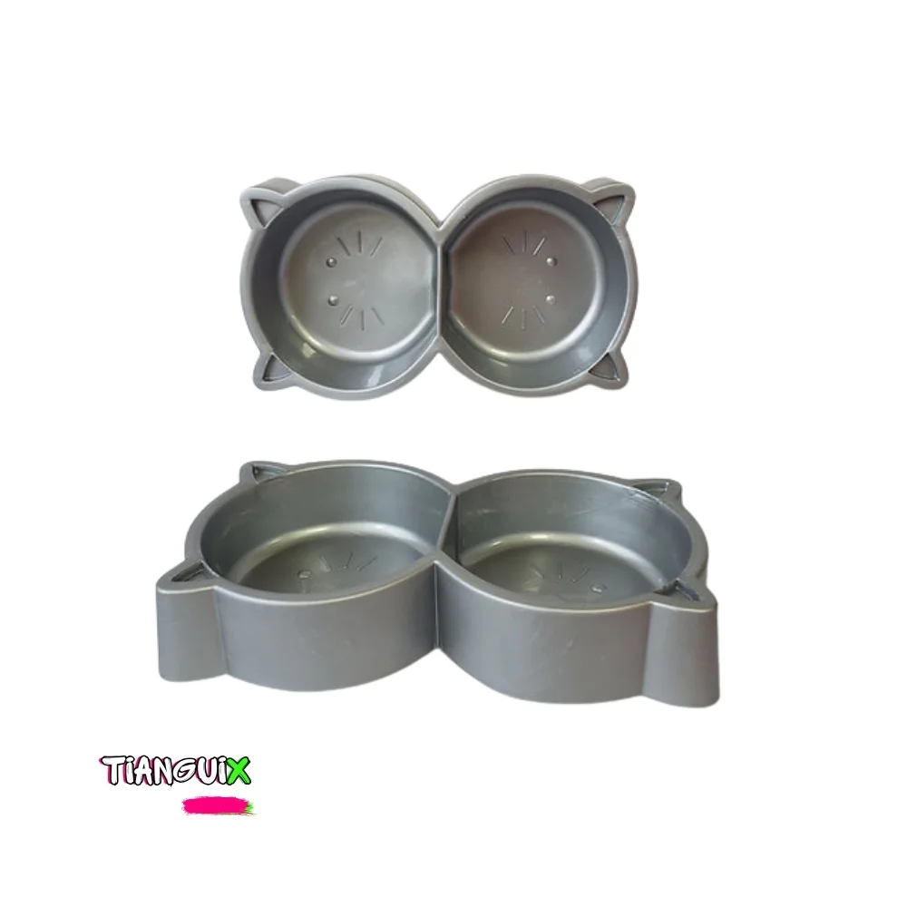 Plato Doble Compacto para Perro y Gato Plástico Resistente - Imagen 4