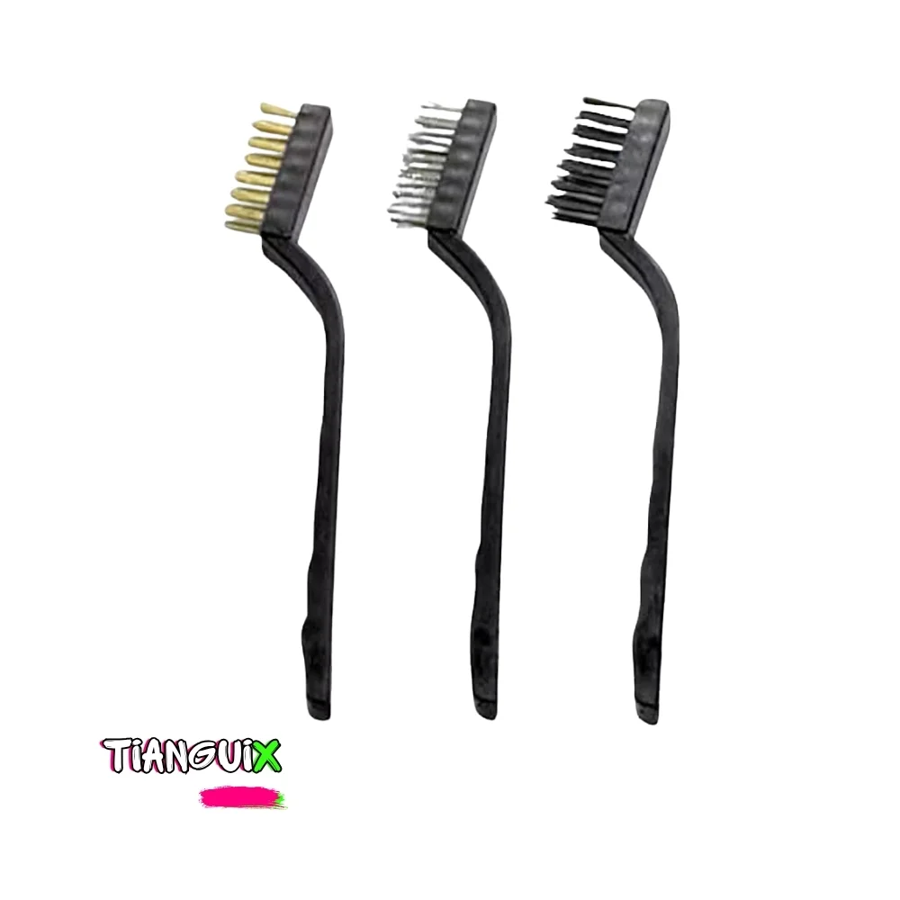 Set de 3 Mini Cepillos de Alambre (Nylon, Latón y Acero) - Imagen 2