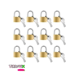 Set de 12 Candados Latonados con Llave Plana (20, 25 y 32 mm)