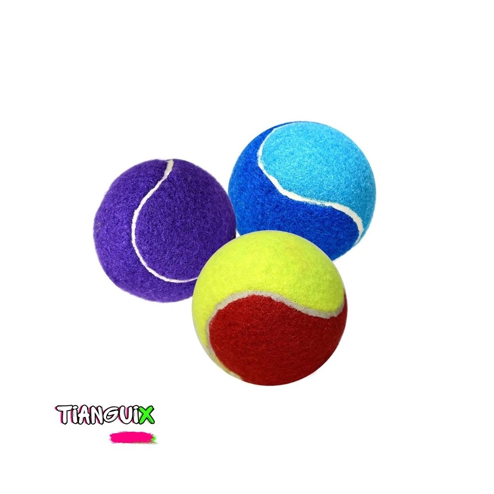 Set de 3 Pelotas Estilo Tenis de Colores Fosforescentes para Perro