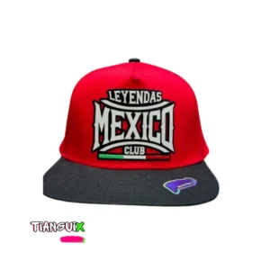 Gorra Plana Roja con Parche Leyendas México Club