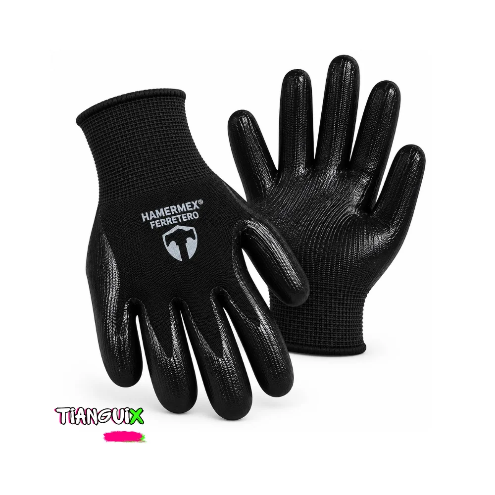 Guantes de Trabajo con Recubrimiento de Nitrilo Negro
