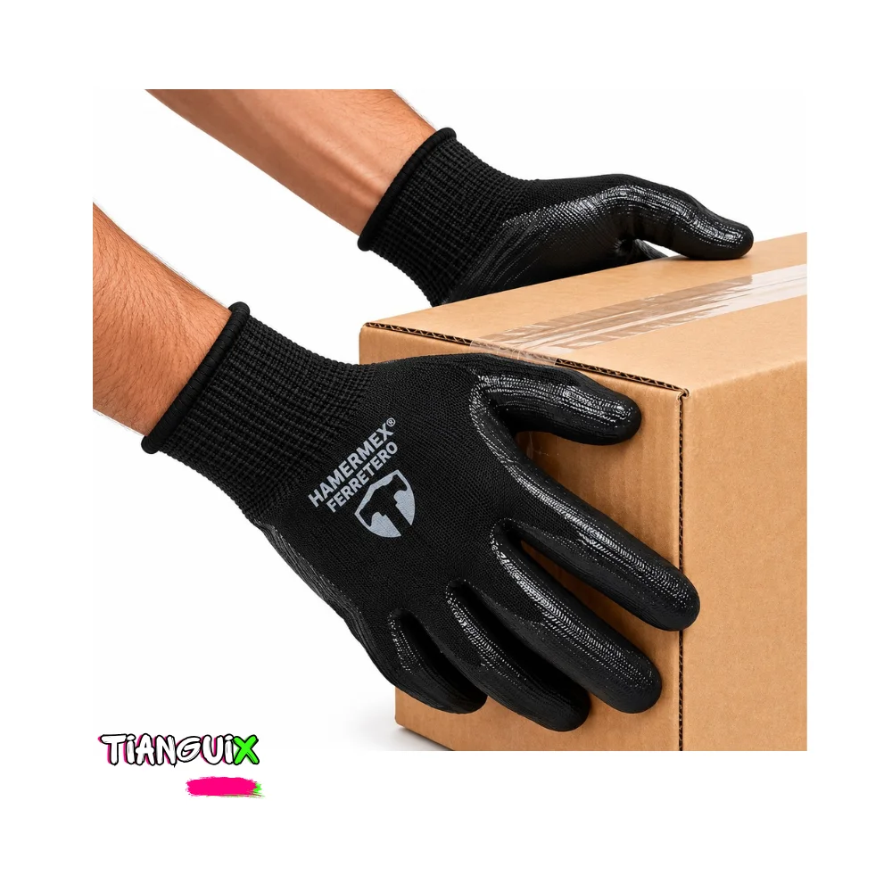 Guantes de Trabajo con Recubrimiento de Nitrilo Negro - Imagen 2