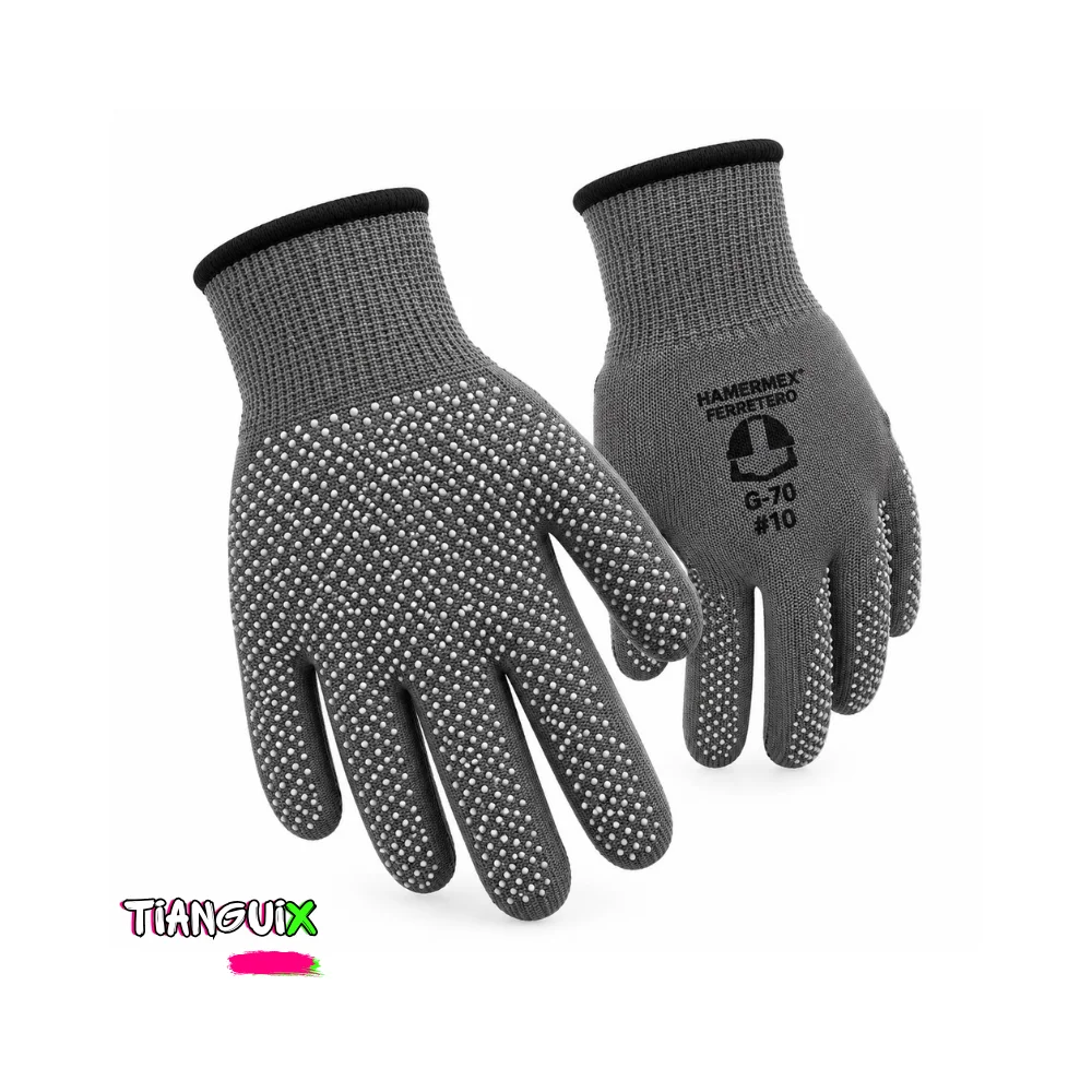 Guantes de Trabajo con Puntos Antiderrapantes Grises