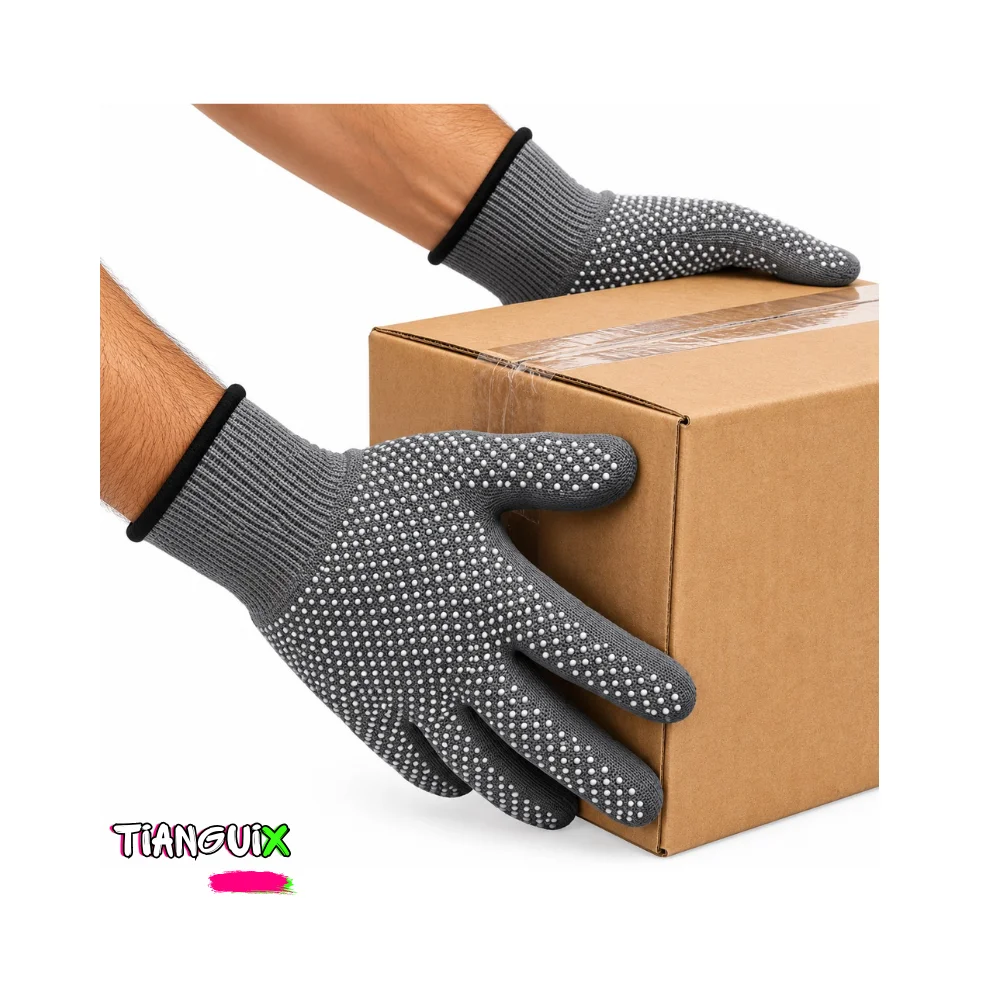 Guantes de Trabajo con Puntos Antiderrapantes Grises - Imagen 2